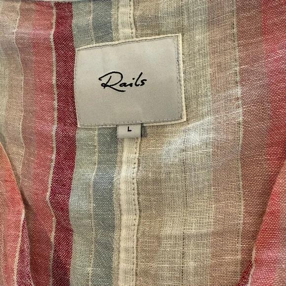 Rails Thea Tropic Stripe Multicolor Tie Front Top / Size L / Coastal Chic - Picture 4 of 13